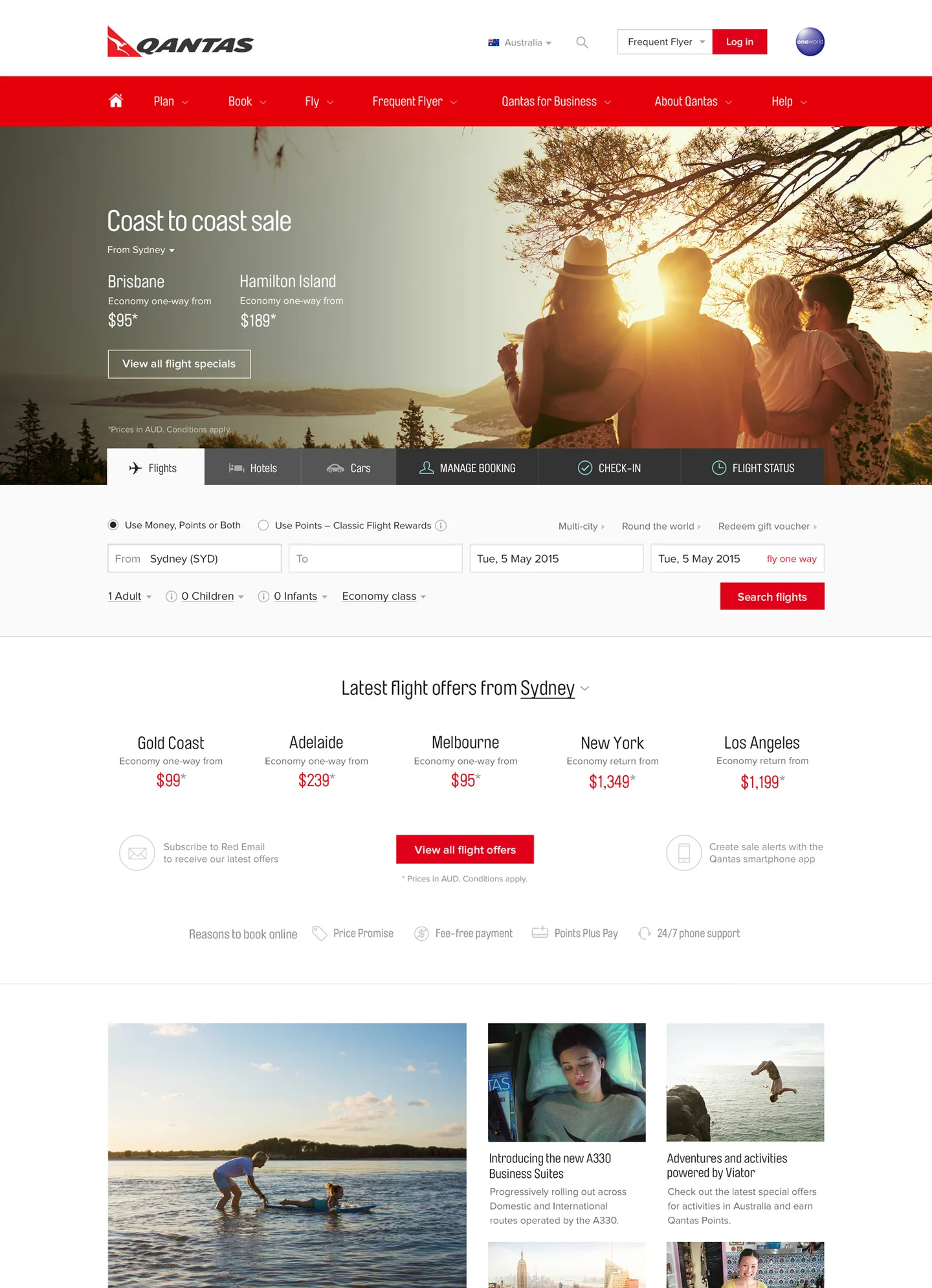 Qantas homepage design from Adrian’s original portfolio